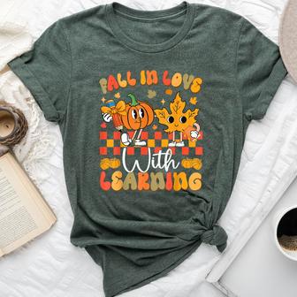 Fall In Love With Learning Teacher Autumn Pumpkin Bella Canvas T-shirt - Thegiftio UK