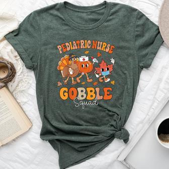Fall Pediatric Nurse Gobble Squad Thanksgiving Peds Nurse Bella Canvas T-shirt | Seseable UK