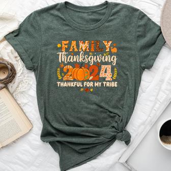 Family Thanksgiving 2024 Thankful For My Tribe Fall Autumn Bella Canvas T-shirt - Thegiftio UK