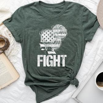 Fight 1776 Messy Bun American Bella Canvas T-shirt - Thegiftio UK