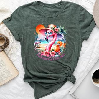Flamingle All The Way Summer Cocktail Flamingo Summer Vibes Bella Canvas T-shirt - Monsterry DE