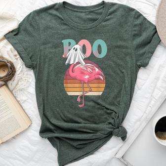 Flamingo Ghost Boo Pink Halloween Costume Flamingo Lover Bella Canvas T-shirt | Seseable UK