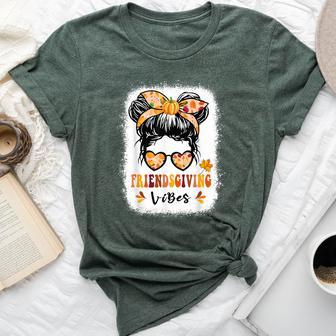 Friends Giving 2024 Thanksgiving Friendsgiving Messy Bun Bella Canvas T-shirt - Thegiftio UK