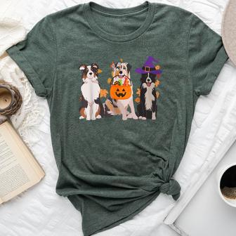 Ghost Witch Australian Shepherd Halloween Dog Mom Bella Canvas T-shirt - Thegiftio UK