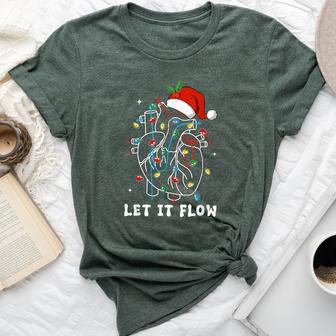 Let It Flow Anatomy Heart Cardiac Nurse Santa Hat Xmas Bella Canvas T-shirt - Thegiftio UK