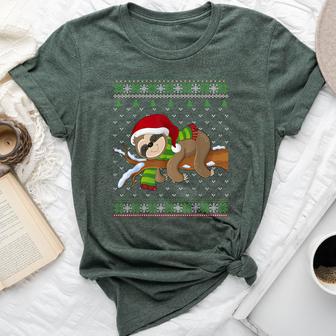 Sloth Lovers Sloth Santa Hat Ugly Christmas Sweater Bella Canvas T-shirt - Thegiftio UK