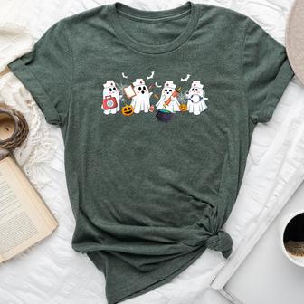 Ghost Nurse Halloween Crew Scrub Er Rn Nursing Student Bella Canvas T-shirt - Thegiftio UK