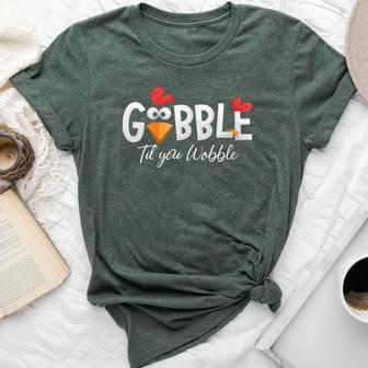 Gobble Til You Wobble Thanksgiving Gobble Bella Canvas T-shirt - Thegiftio UK