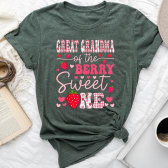 Great Grandma Of The Berry Sweet One Strawberry Groovy Bella Canvas T-shirt - Thegiftio UK