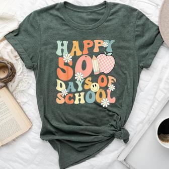 Groovy Happy 50 Days Of School 50Th Day Of School Students Bella Canvas T-shirt - Thegiftio UK