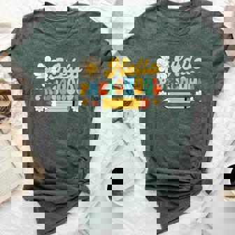 Groovy Hello Preschool Back To School Boys Girls Teachers Bella Canvas T-shirt | Mazezy