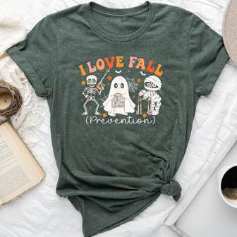 Groovy I Love Fall Prevention Physical Therapy Nurses Autumn Bella Canvas T-shirt - Thegiftio UK