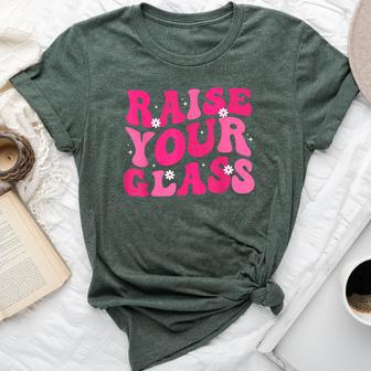 Groovy Raise Your Glass Pink For Women Bella Canvas T-shirt - Thegiftio UK