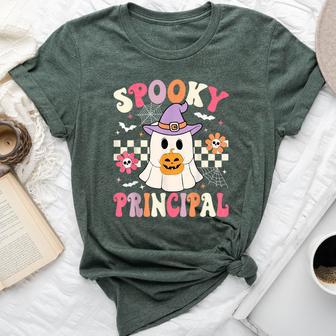 Groovy Spooky Principal Ghost Pumpkin Halloween Principal Bella Canvas T-shirt - Thegiftio UK