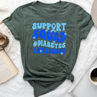 Groovy Support Squad Blue Ribbon Diabetes Awareness Month Bella Canvas T-shirt - Thegiftio UK