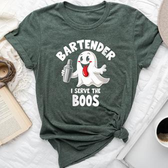 Halloween Bartender Ghost Costume Cocktail Shaker Booze Bella Canvas T-shirt - Thegiftio UK