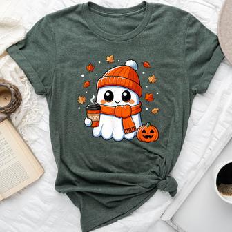 Halloween Ghost Coffee Boo Spooky Season Fall Girls Bella Canvas T-shirt - Thegiftio UK