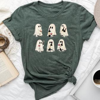 Halloween Ghost Wine Ghost Cute Lace Ghost Halloween Spooky Bella Canvas T-shirt - Thegiftio UK
