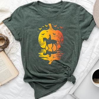 Halloween Horse Silhouette Pumpkin Vintage Costume Men Bella Canvas T-shirt | Seseable UK