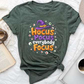 Halloween Witch Hat Teacher Hocus Pocus Everybody Focus Boo Bella Canvas T-shirt - Thegiftio UK
