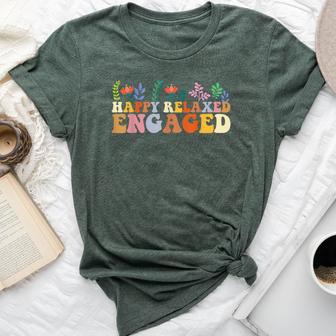 Happy Relaxed Engaged Aba Behavior Teacher Groovy Bella Canvas T-shirt - Thegiftio UK