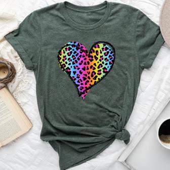 Heart Rainbow Cheetah Leopard Tiger Print Bella Canvas T-shirt - Thegiftio UK