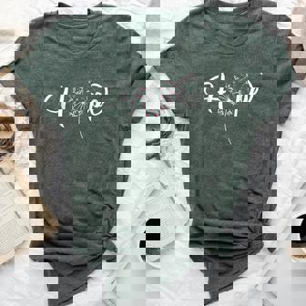 Hope Pink Ribbon Dandelion Breast Cancer Awareness Warrior Bella Canvas T-shirt | Mazezy