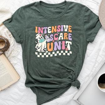 Intensive Scare Unit Nurse Halloween Icu Nurse Ghost Retro Bella Canvas T-shirt - Thegiftio UK