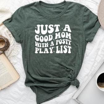 Just A Good Mom With A Posty Play List Groovy Bella Canvas T-shirt - Thegiftio UK