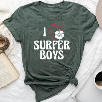 I Love Surfer Boys For Surfing Girls Bella Canvas T-shirt - Monsterry