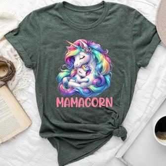 Mamacorn Mother's Day Mama Costume Unicorns Lover Family Bella Canvas T-shirt | Seseable UK