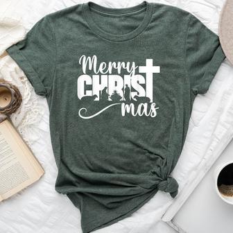 Merry Christ Mas Christian Christmas Jesus Christmas Family Bella Canvas T-shirt - Thegiftio UK
