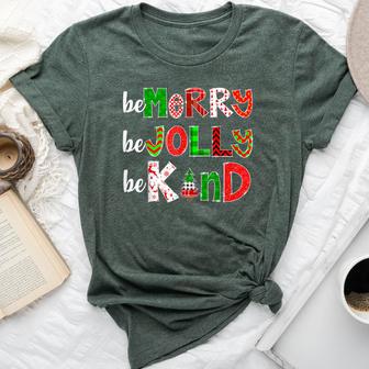 Be Merry Be Jolly Be Kind Merry Christmas Teacher Xmas Pjs Bella Canvas T-shirt - Thegiftio UK