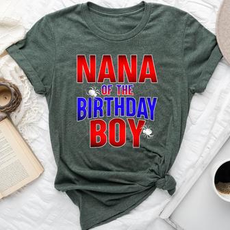 Nana Of The Birthday Boy Costume Spider Web Bday Party Bella Canvas T-shirt | Seseable UK