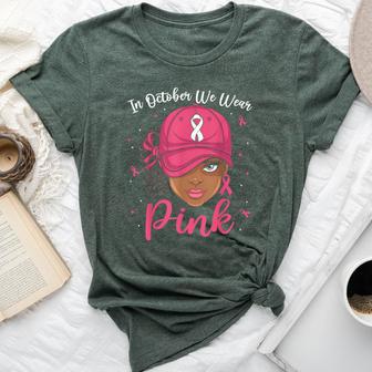 In October We Wear Pink Black Melanin Girls Bella Canvas T-shirt - Thegiftio UK