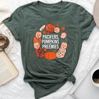 Pacifiers Pumpkins And Preemies Thanksgiving Nicu Nurse Bella Canvas T-shirt - Thegiftio UK