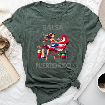 Puerto Rico Flag Hispanic Heritage Month Salsa Dancer Bella Canvas T-shirt | Seseable UK