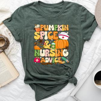 Pumpkin Spice & Nursing Advice Autumn Nurse Bella Canvas T-shirt - Thegiftio UK