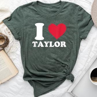 Red Heart Taylor First Name Girl I Love Taylor Bella Canvas T-shirt - Thegiftio UK