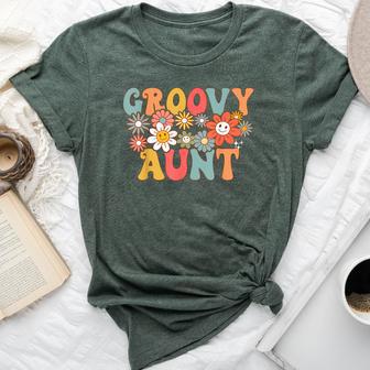 Retro Groovy Aunt 1St Birthday Auntie Matching Family Hippie Bella Canvas T-shirt | Seseable UK