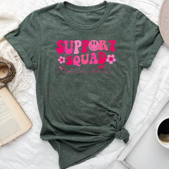Retro Groovy Support Squad Breast Cancer Awareness Bella Canvas T-shirt - Thegiftio UK