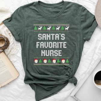 Santa's Favorite Nurse Ugly Christmas Sweater Bella Canvas T-shirt - Thegiftio UK