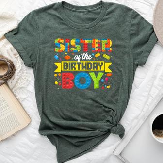 Sister Of The Birthday Boy Master Builder Building Blocks Bella Canvas T-shirt - Thegiftio UK
