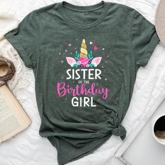 Sister Of The Birthday Girl Matching Family Unicorn Party Bella Canvas T-shirt | Seseable UK