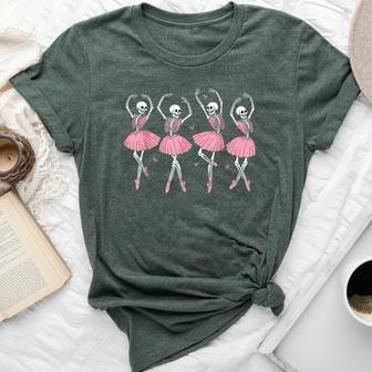 Skeleton Ballerinas Ballet Dance Cute Girl Halloween Costume Bella Canvas T-shirt | Seseable UK