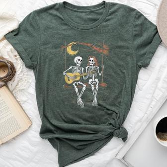 Skeleton Playing Guitar Moon Halloween Music Boys Womens Bella Canvas T-shirt - Thegiftio UK