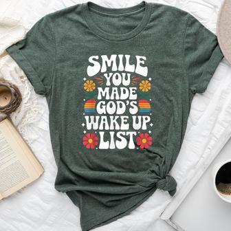 Smile You Made God's Wake Up List Christian Jesus Faith Bella Canvas T-shirt - Thegiftio UK