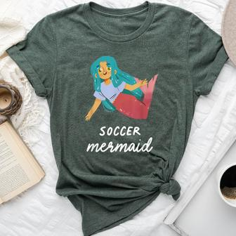 Soccer Mermaid Girl Sports Birthday Party Theme Bella Canvas T-shirt - Monsterry