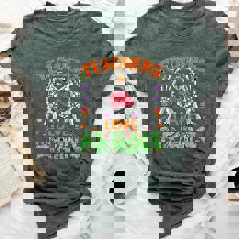 Teacher Love Brain Skeleton Hand Heart Zombie Halloween Bella Canvas T-shirt - Monsterry