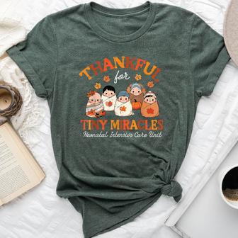 Thanksgiving Nicu Nurse Thankful Tiny Miracles Scrub Top Men Bella Canvas T-shirt - Thegiftio UK
